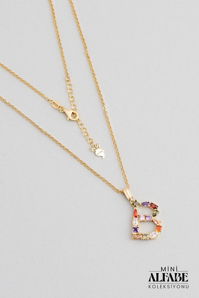 So CHIC... Collier Mini Brief B Sonnenlicht Farbe 18K Gelbgold beschichtet 45 Cm Silber H von So CHIC...