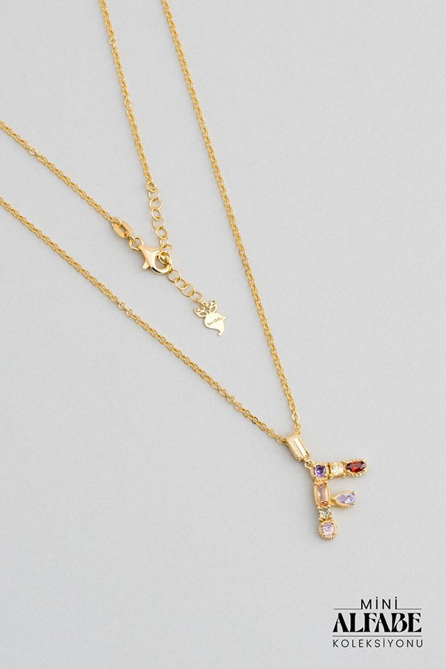 So CHIC... Collier Mini Brief F Sonnenlicht Farbe 18K Gelbgold beschichtet 45 Cm Silber H von So CHIC...