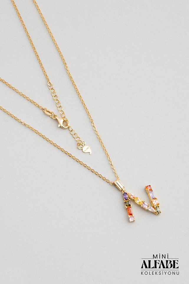 So CHIC... Collier Mini Brief N Sonnenlicht Farbe 18K Gelbgold plattiert Silber Halskette von So CHIC...