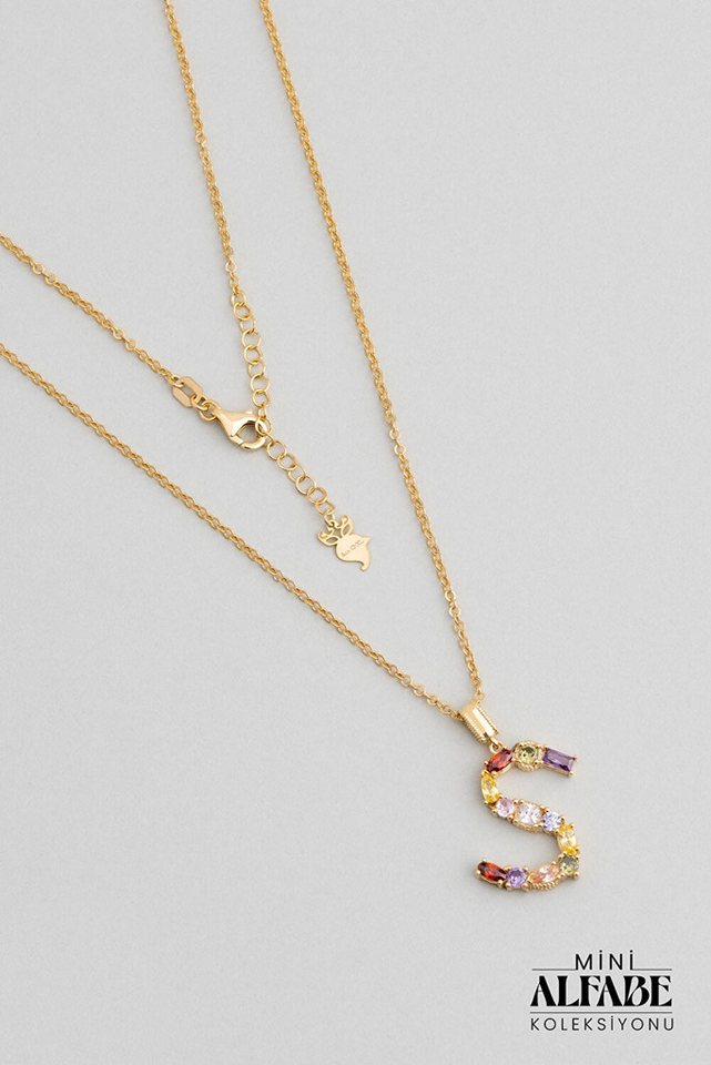 So CHIC... Collier Mini Brief S Sonnenlicht Farbe 18K Gelbgold plattiert Silber Halskette von So CHIC...