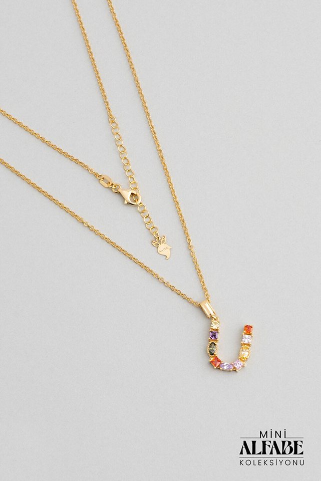 So CHIC... Collier Mini U Brief Sonnenlicht Farbe 18K Gelbgold plattiert Silber Halskette von So CHIC...