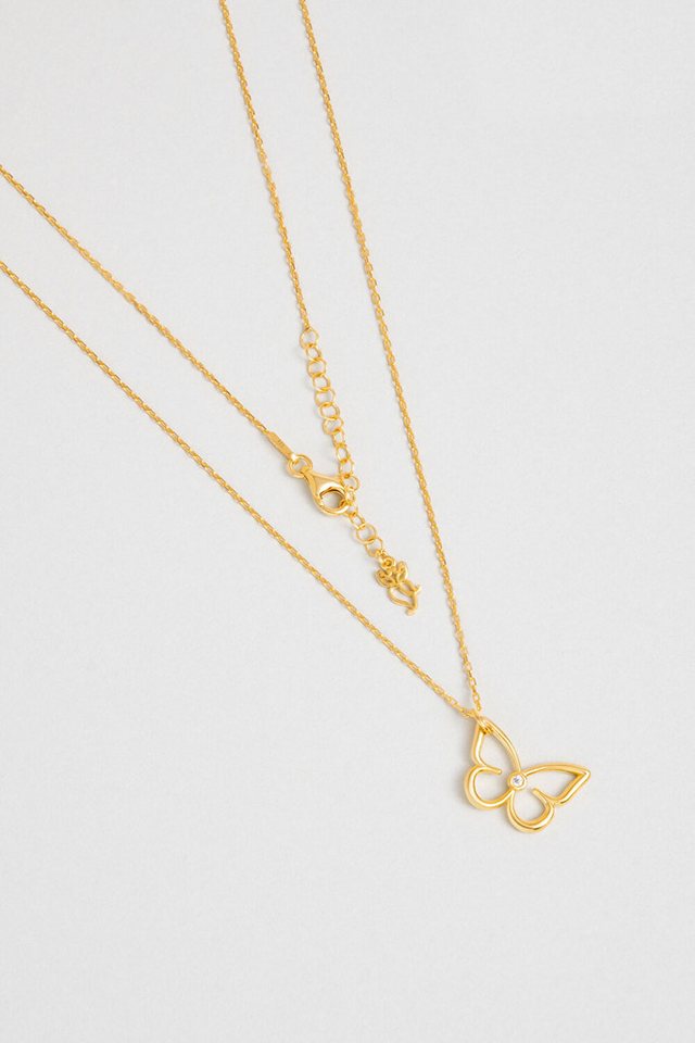 So CHIC... Collier Schmetterlingstraum 18K Gelbgold beschichtet 45 cm Silber Halskette von So CHIC...