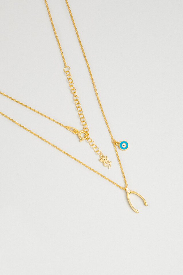 So CHIC... Collier Wishbone 18K Gelbgold beschichtet 45 cm Minimal Silber Halskette von So CHIC...