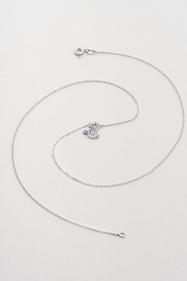 So CHIC... Kette mit Einhänger 18K Weißgold Plattiert 40cm Silber Auge Halskette von So CHIC...