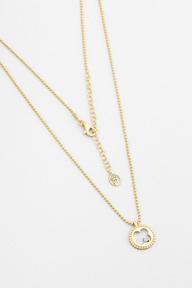 So CHIC... Kette mit Einhänger 18K vergoldete Silber Kleeblatt Halskette 44cm von So CHIC...