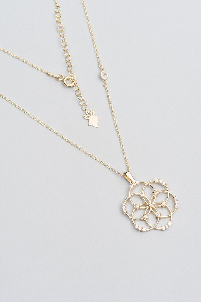 So CHIC... Kette mit Einhänger 18K vergoldete Silberblumen-Halskette 45cm von So CHIC...