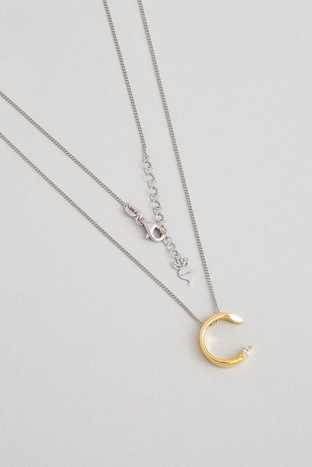 So CHIC... Kette mit Einhänger Asymmetrische C Initiale Halskette 18K 45cm von So CHIC...