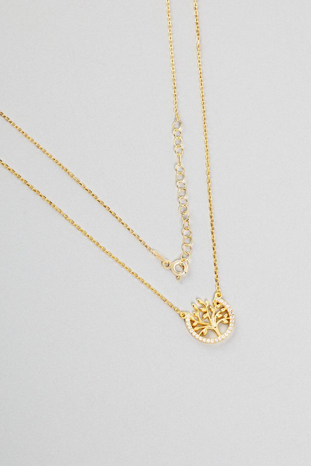 So CHIC... Kette mit Einhänger Baum des Lebens 18K vergoldete Silberkette von So CHIC...