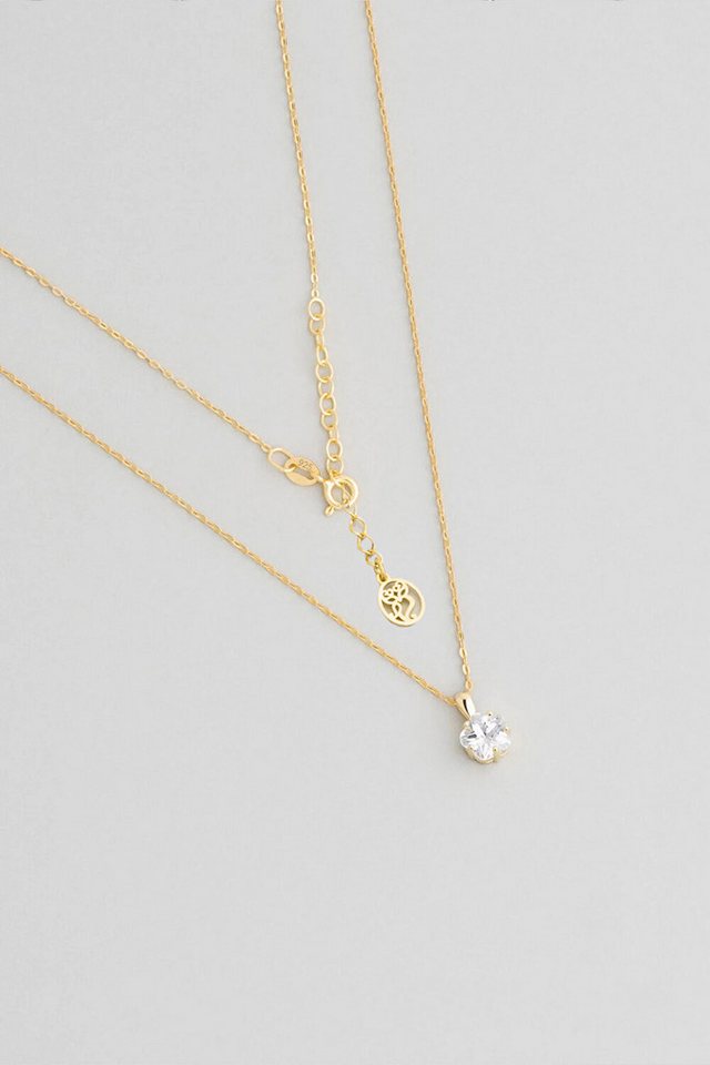 So CHIC... Kette mit Einhänger Blumenstein 18K vergoldete Silberkette 45cm von So CHIC...