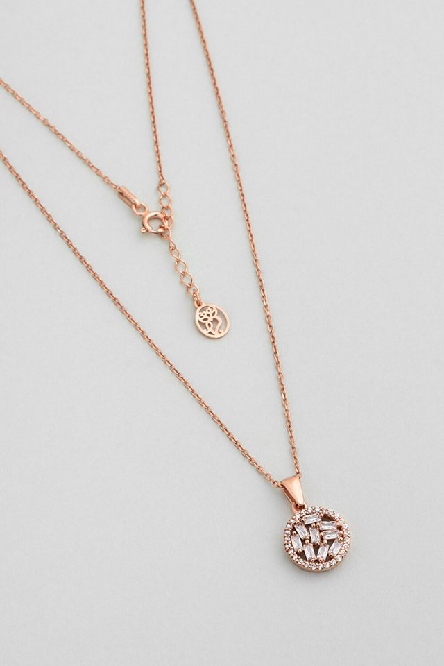 So CHIC... Kette mit Einhänger Bunte Edelsteine 18K Roségold 45cm Halskette von So CHIC...