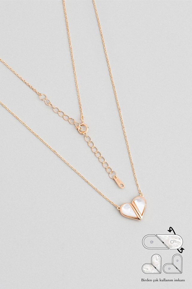 So CHIC... Kette mit Einhänger Doppeltes Muster 18K Roségold Herz-Halskette von So CHIC...