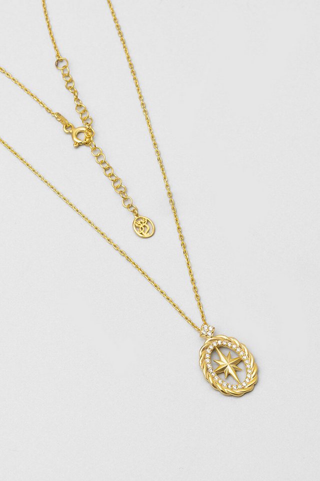 So CHIC... Kette mit Einhänger Freiheitsstern 18K vergoldete Silberkette von So CHIC...