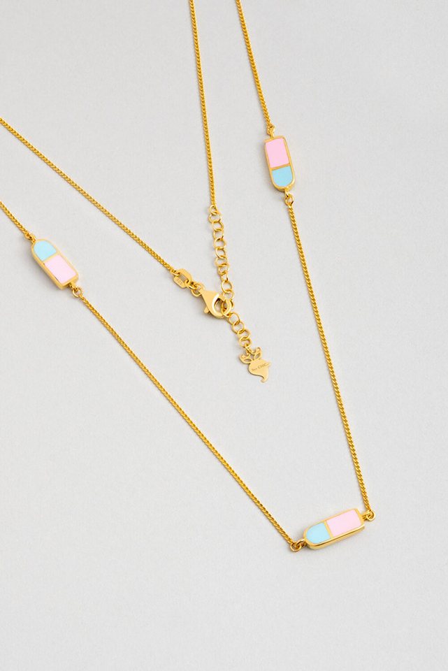 So CHIC... Kette mit Einhänger Frühlingsfarben 18K vergoldete Silberkette von So CHIC...