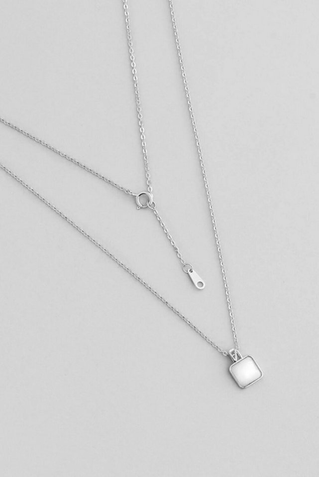 So CHIC... Kette mit Einhänger Glänzende Perle 18K Weißgold 43cm Minimal Halskette von So CHIC...