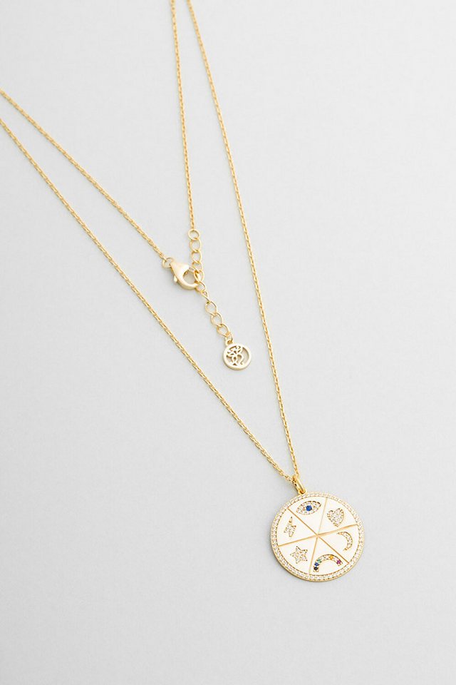 So CHIC... Kette mit Einhänger Glücksanhänger 18K vergoldete Silberkette 45cm von So CHIC...