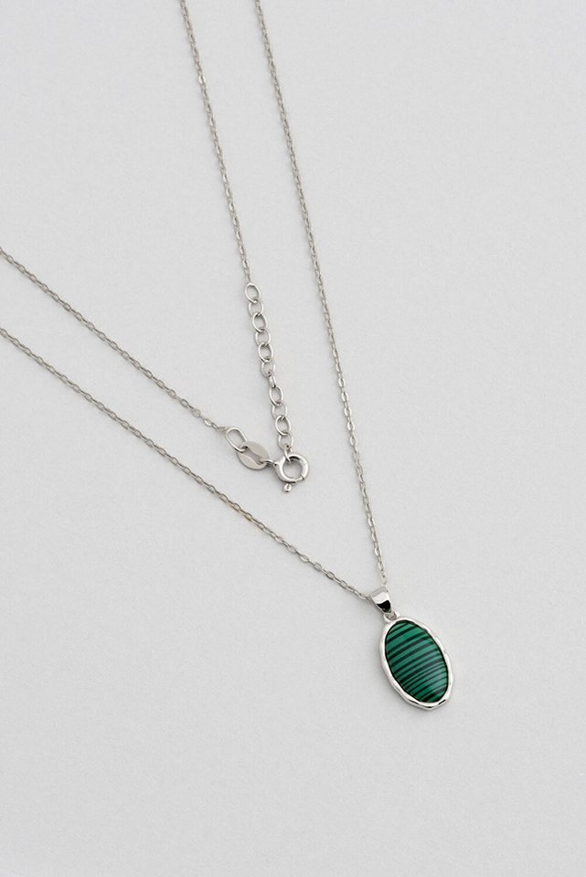 So CHIC... Kette mit Einhänger Grüne Malachit 18K Goldplattierte Silberkette von So CHIC...
