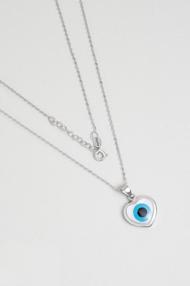 So CHIC... Kette mit Einhänger Herz-Augen 18K Weißgold Plattiertes Halskette 43cm von So CHIC...