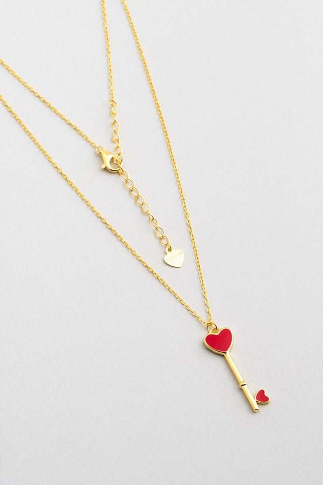 So CHIC... Kette mit Einhänger Herz Schlüssel 18K vergoldete Silberkette 45cm von So CHIC...