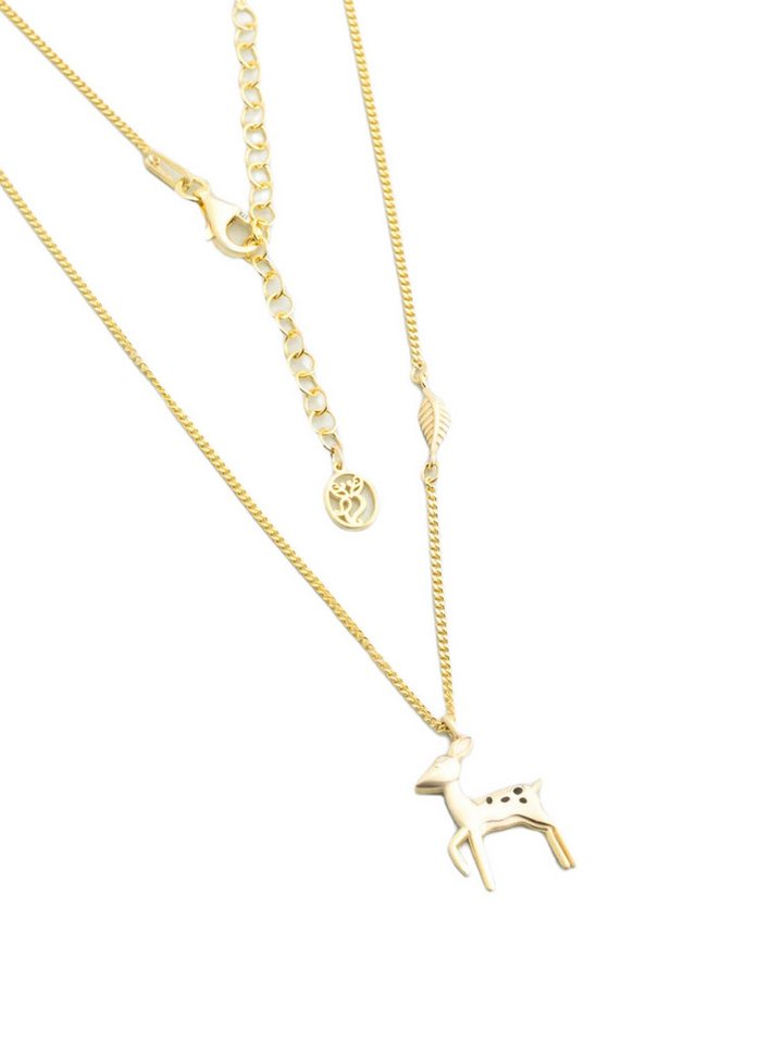 So CHIC... Kette mit Einhänger Kleines Reh – 18 Karat Weißgold plattierte 47 cm lange Silberkette von So CHIC...