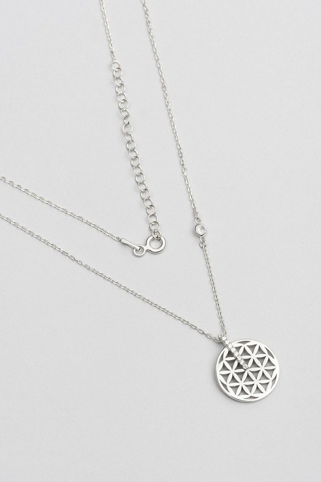 So CHIC... Kette mit Einhänger Lebendige Blume 18K Weißgold 45cm Halskette von So CHIC...