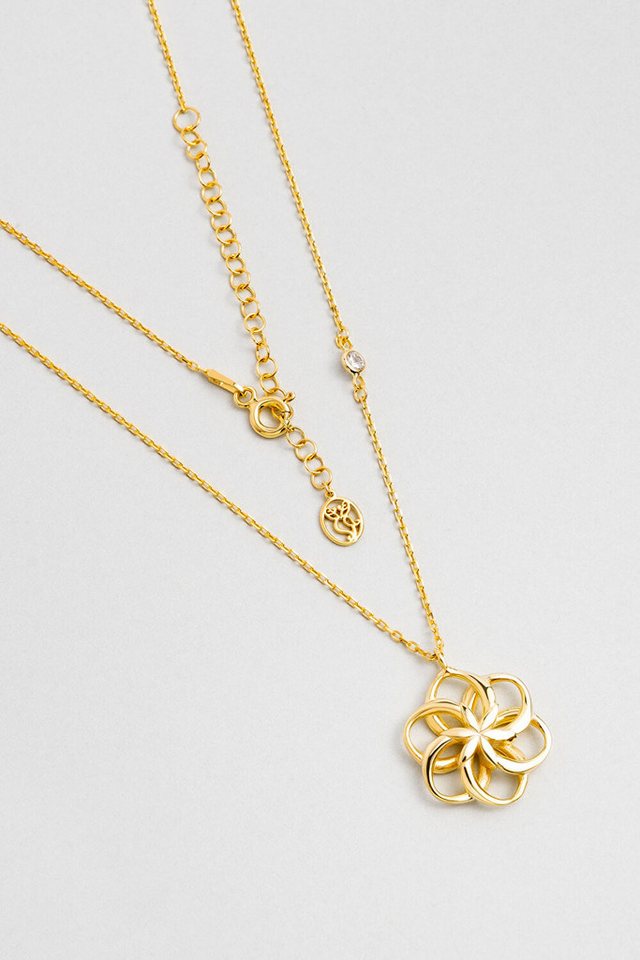 So CHIC... Kette mit Einhänger Lebendige Blume 18K vergoldete Silberkette 45cm von So CHIC...