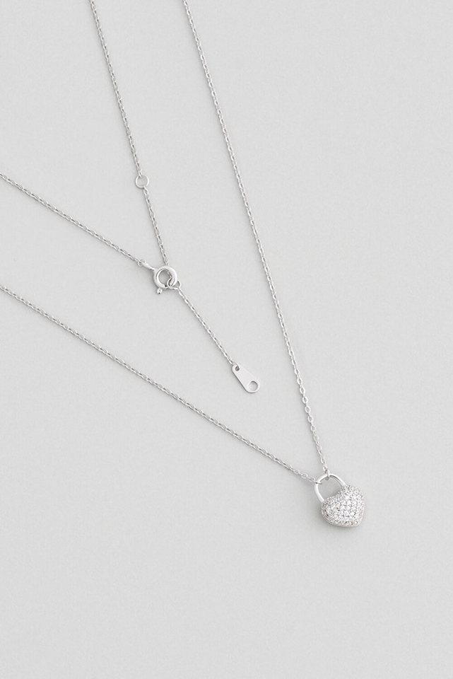 So CHIC... Kette mit Einhänger Love Lock 18K Weißgold Plattiert 45cm Kette von So CHIC...