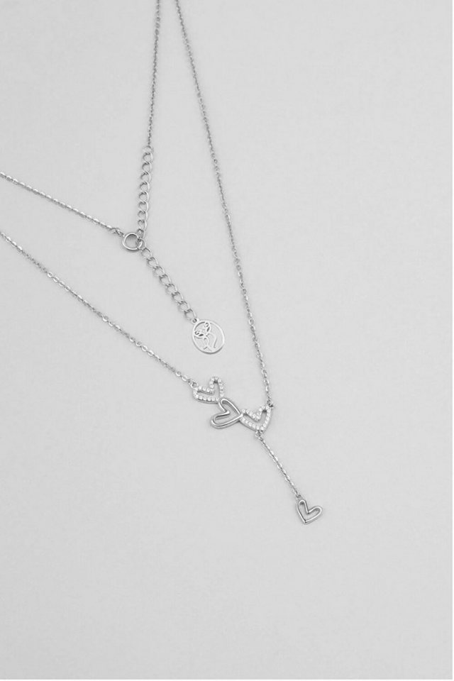 So CHIC... Kette mit Einhänger Love Path 18K Weißgold Plattiertes Silberhalskette 46cm von So CHIC...