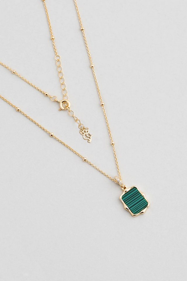 So CHIC... Kette mit Einhänger Malachit Licht 18K Goldplattiertes Silberhalsband von So CHIC...