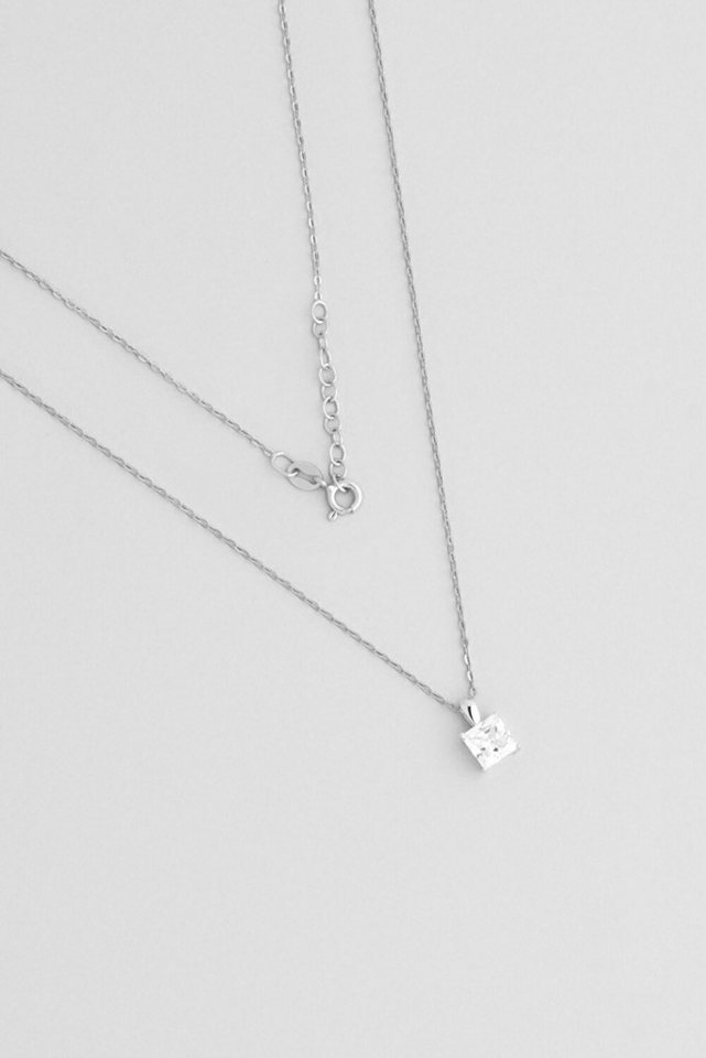 So CHIC... Kette mit Einhänger Prinzessschliff 18K Weißgold 45cm Minimal Halskette von So CHIC...