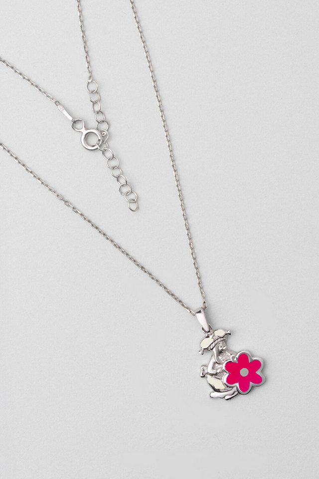 So CHIC... Kette mit Einhänger Rosa Blume 18K Weißgold Plattiert Kinderkette 33cm von So CHIC...