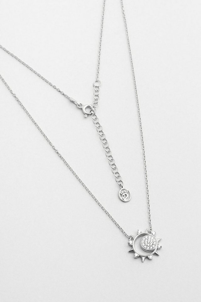 So CHIC... Kette mit Einhänger Sonnenuntergang 18K Weißgold Plattiertes Halskette 47cm von So CHIC...