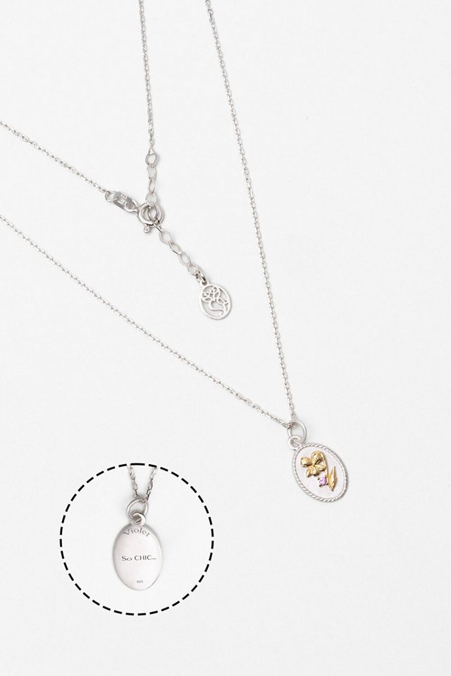 So CHIC... Kette mit Einhänger Violette Hoffnung Blume 18K Weißgold Halskette von So CHIC...