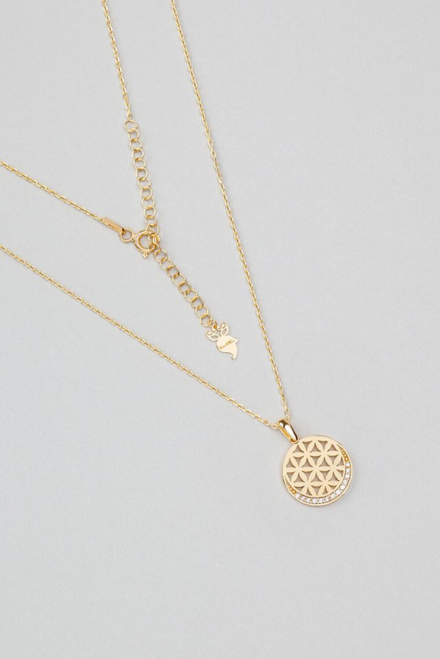 So CHIC... Kette mit Einhänger Zirkon Blumen Lebensanhänger 18K Gold von So CHIC...