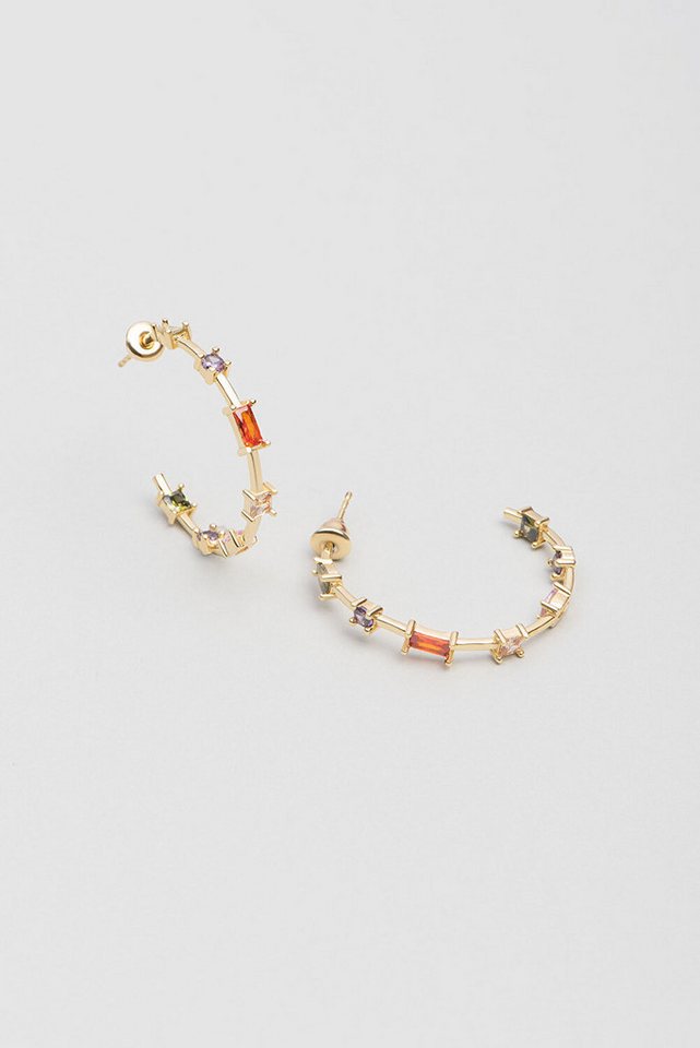 So CHIC... Ohrring-Set Raffinierte Farben 18K Gelbgold plattierte Silber Creolen von So CHIC...