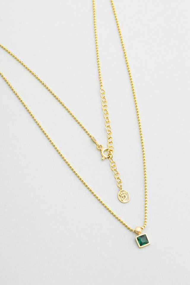 So CHIC... Paar Ohrhänger 18K vergoldete Silber Solitärkette 45cm von So CHIC...