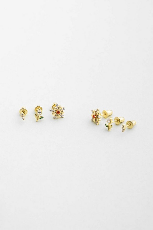 So CHIC... Paar Ohrhänger Daisy Blume 18K vergoldete Silber Ohrringe von So CHIC...