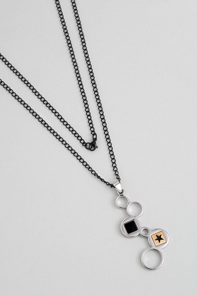 So CHIC... Silberkette Sternmuster 75cm Stahl Herren Halskette von So CHIC...