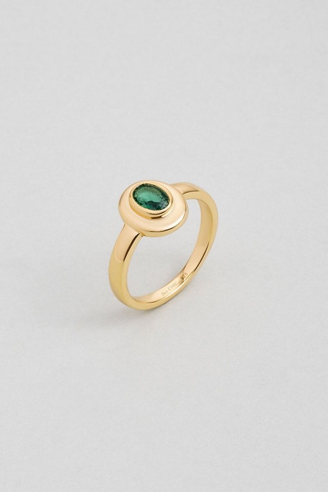 So CHIC... Silberring 18K vergoldeter Silber Edelsteinring von So CHIC...