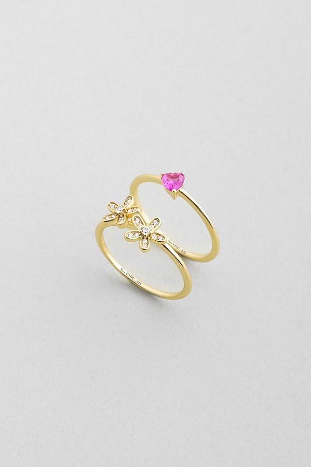 So CHIC... Silberring Goldplattierter Silber Doppelring von So CHIC...