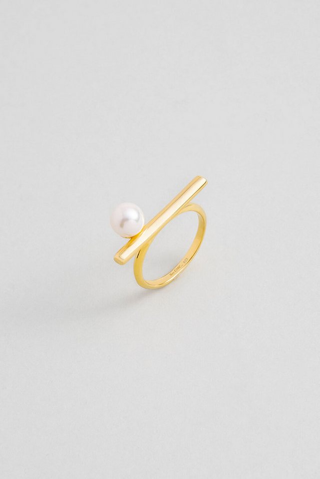 So CHIC... Silberring Klassische Eleganz 18K Goldring mit Perle von So CHIC...