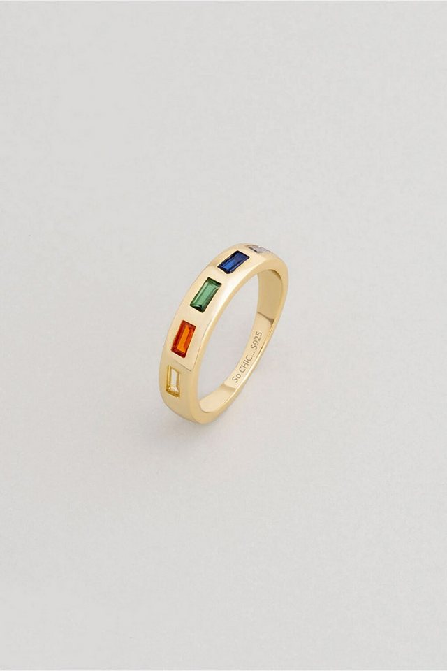 So CHIC... Silberring Magie der Farben 18K vergoldeter Ring von So CHIC...
