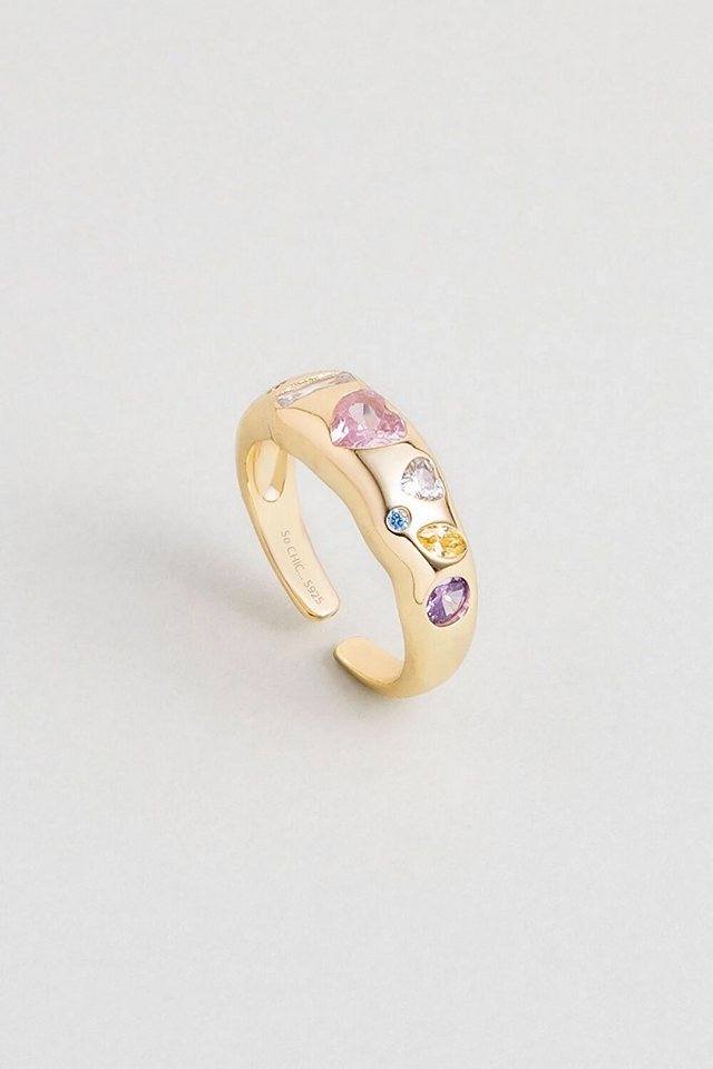 So CHIC... Silberring Picasso Verstellbarer Ring 18K Goldplattiert von So CHIC...