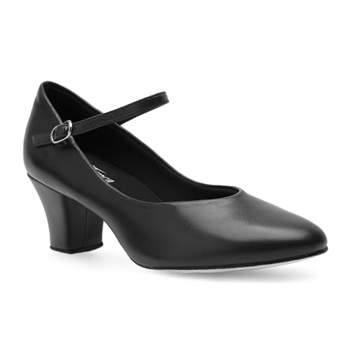 So Danca CH792 mit Ansteck Button Charakterschuhe Damen Latein Salsa Rumba Tanz Schuhe Riemchen Abs. 5 cm, Schwarz, 38 EU von So Danca