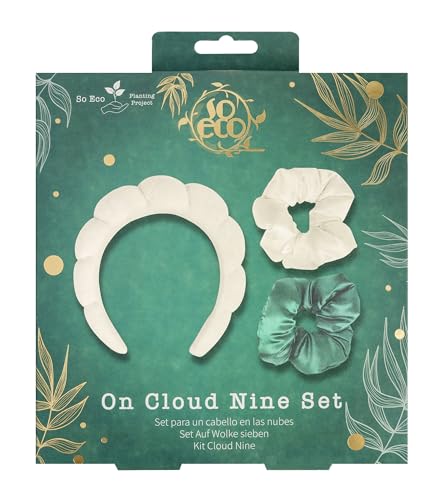 So Eco: On Cloud Nine Set - Haarband, Haargummi & Haarband - Grün - 3 Stück - Satin - Unisex - Alle Haararten von So Eco