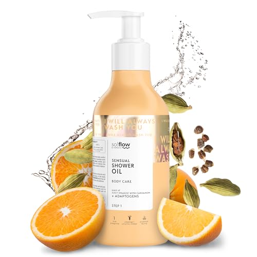 So!Flow Duschgel Damen Strahlendes Glow Duschöl mit saftiger Orange & Kardamom, vermischt mit Citrus Aurantium Amara Blütenextrakt für erfrischte Haut Duschgel Naturkosmetik Duschbad Damen von So!Flow