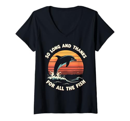 Damen So Long and Thanks for All The Fish T-Shirt T-Shirt mit V-Ausschnitt Damen So Long and Thanks for All The Fish T-Shirt T-Shirt mit V-Ausschnitt von So Long and Thanks for All the Fish Tshirt