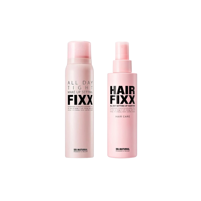 So Natural - All Day Tight Make Up Setting Fixx - 75ml + All Day Setting Up Hair Fixx - 155ml Set So Natural - All Day Tight Make Up Setting Fixx - 75ml + All Day Setting Up Hair Fixx - 155ml Set von So Natural