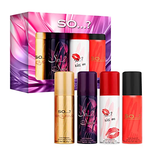 So…? Iconic Damen Mini Galore Duftendes Körperspray Geschenkset 4 x 50ml von So...?