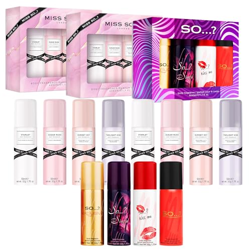 So…? Miss So…? & Galore Damen Parfum Körperspray Geschenkset (4x50ml) 3er-Pack von So...?