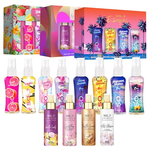 So…? Summer Escapes, Body Mist by So…? Unique Damen Duftendes Körperspray Geschenkset (4x50ml) 3er-Pack von So...?